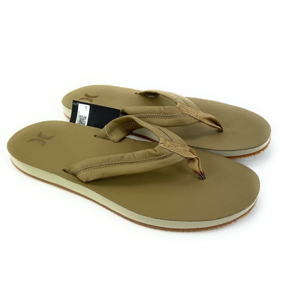 Hurley Shoes | Hurley Mens Lunar Nike Lunarlon Leather Flip Flop | Color: Brown/Tan | Size: 10 | Lsoutfittersllc's Closet